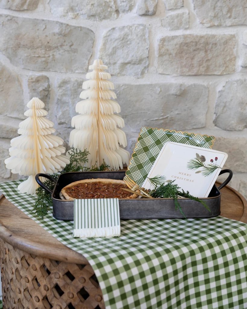 Green Gingham Paper Table Runner