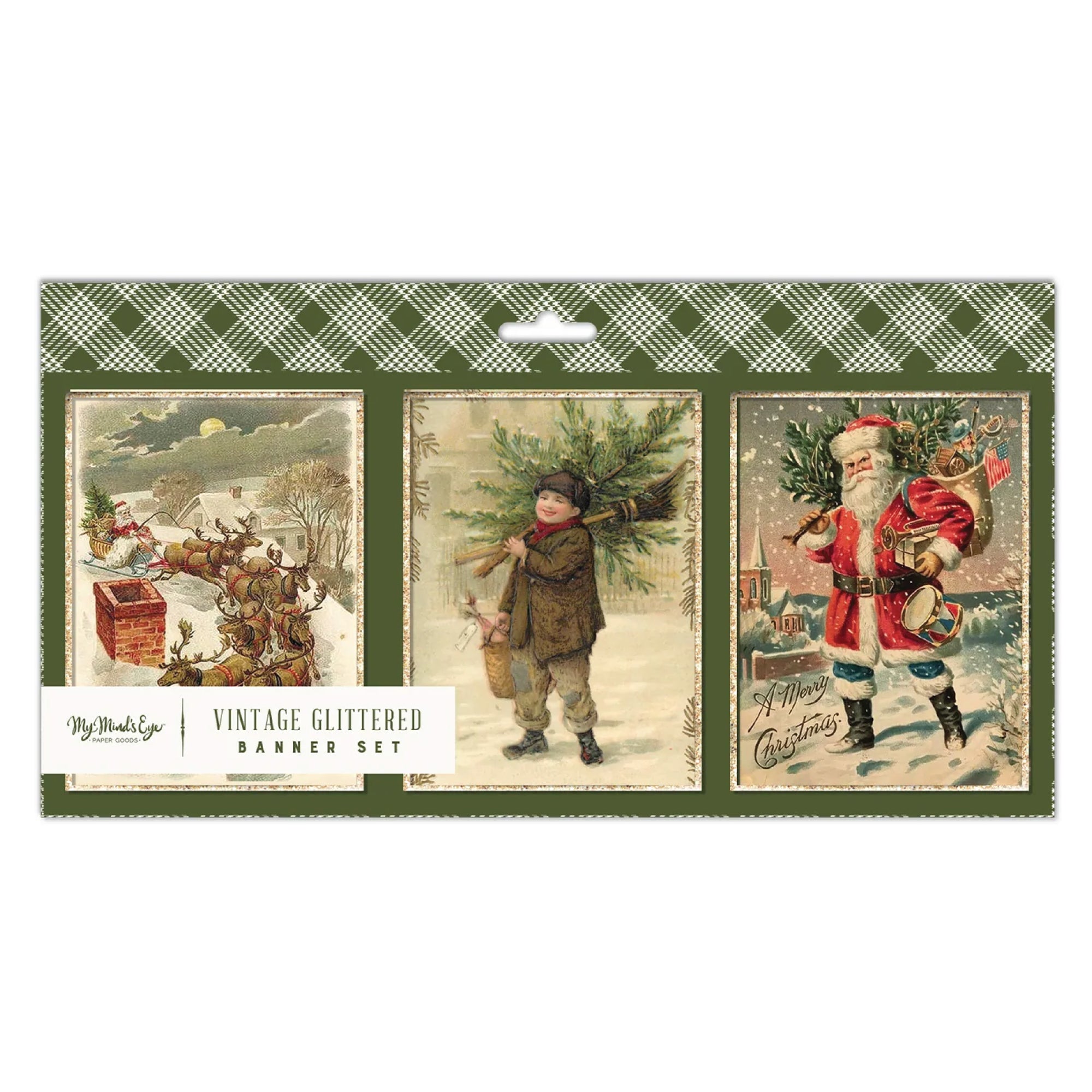 Botanical Vintage Christmas Banner 5ft