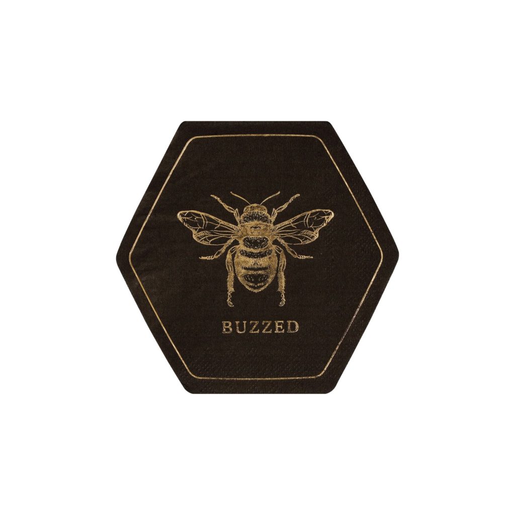 Buzzed Bee Hexagonal Dessert Napkins 20ct