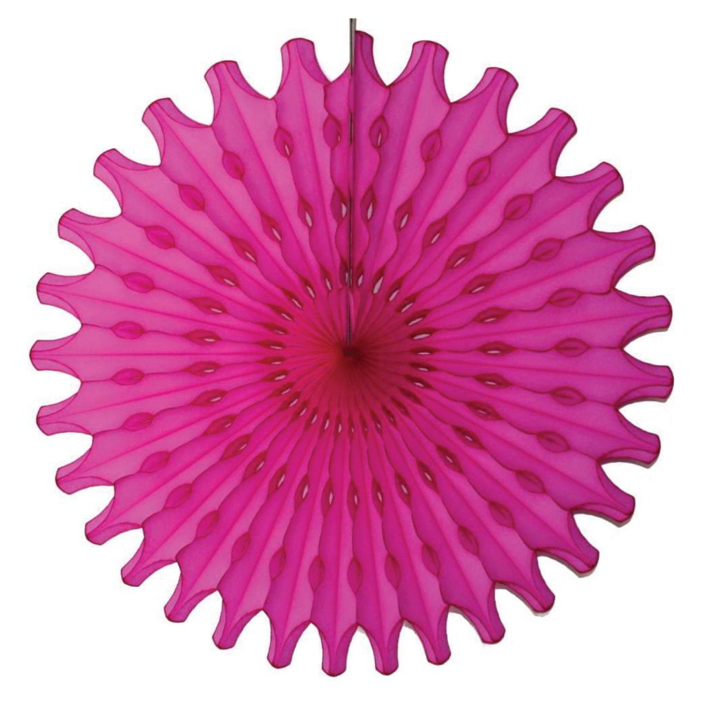 Cerise Tissue Paper Fan 18in