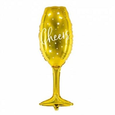 Gold Cheers Champagne Glass Balloon 28in