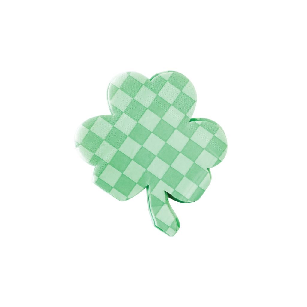 Checkered Green Shamrock Dessert Napkins 24ct