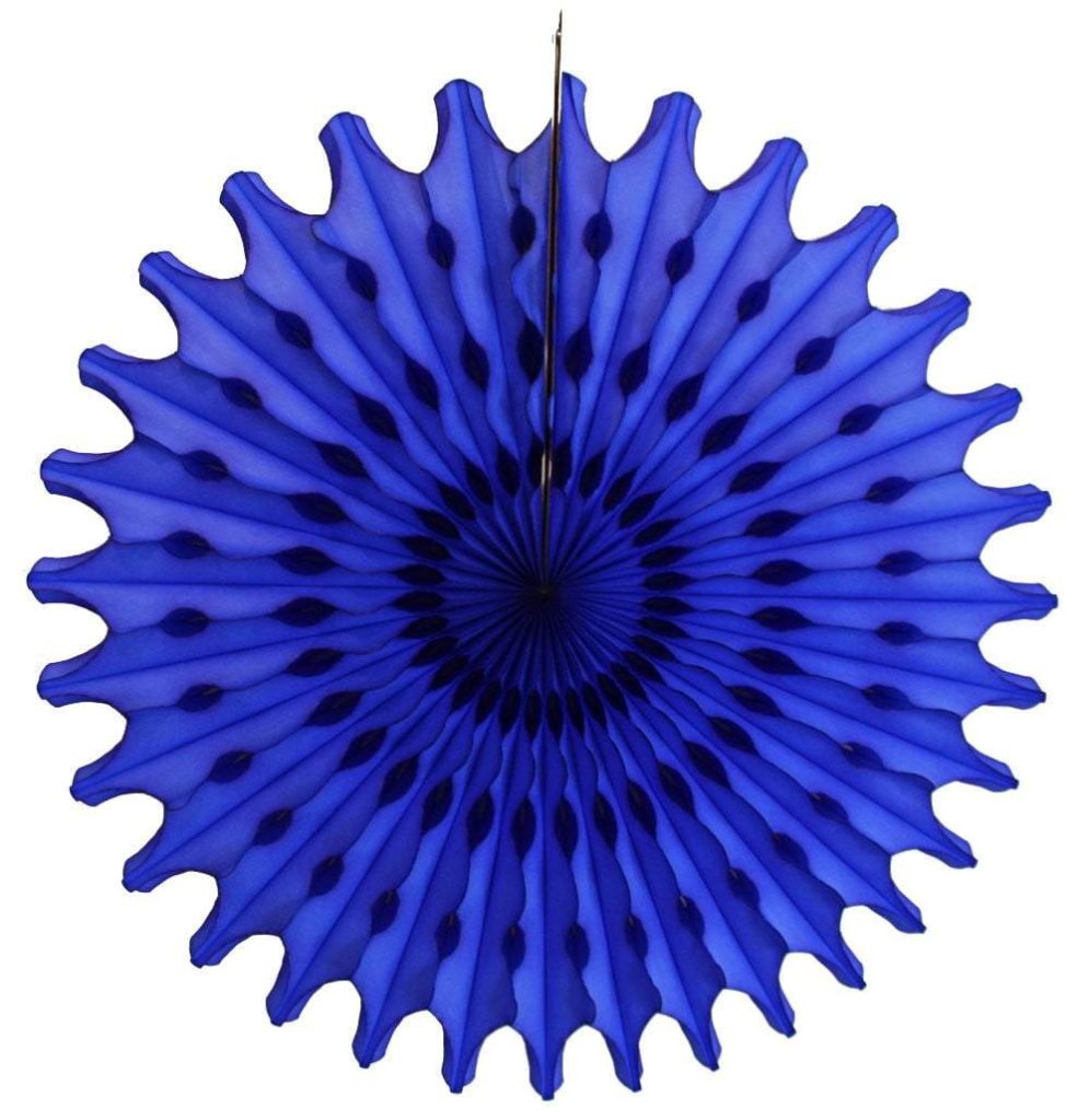 Dark Blue Tissue Paper Fan 18″