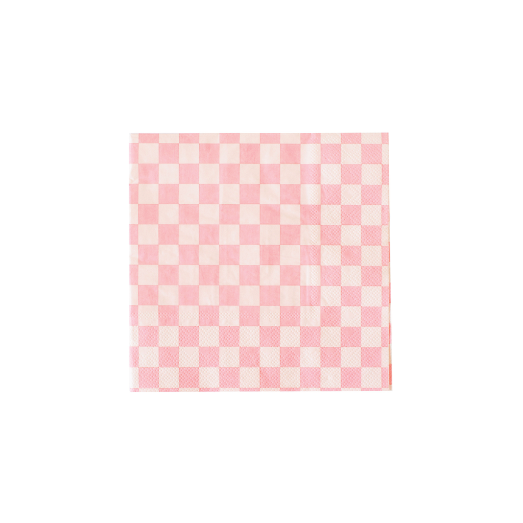 Pink Checkered Dessert Napkins 20ct