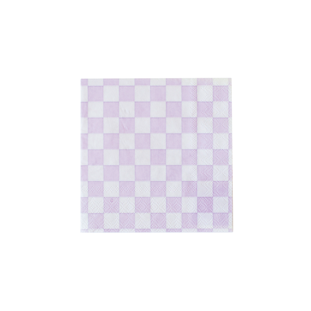 Purple Checkered Dessert Napkins 20ct