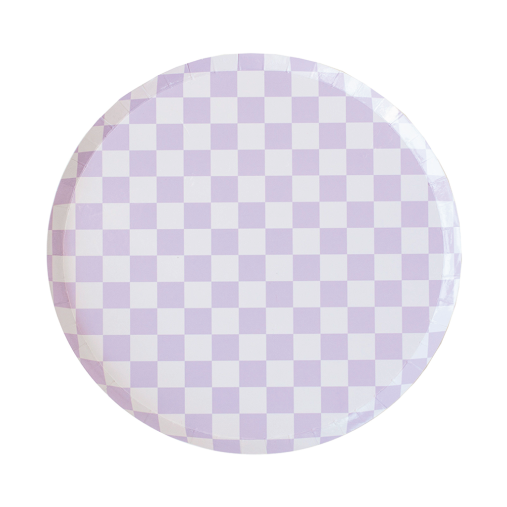 Purple Checkered Dessert Plates 8ct