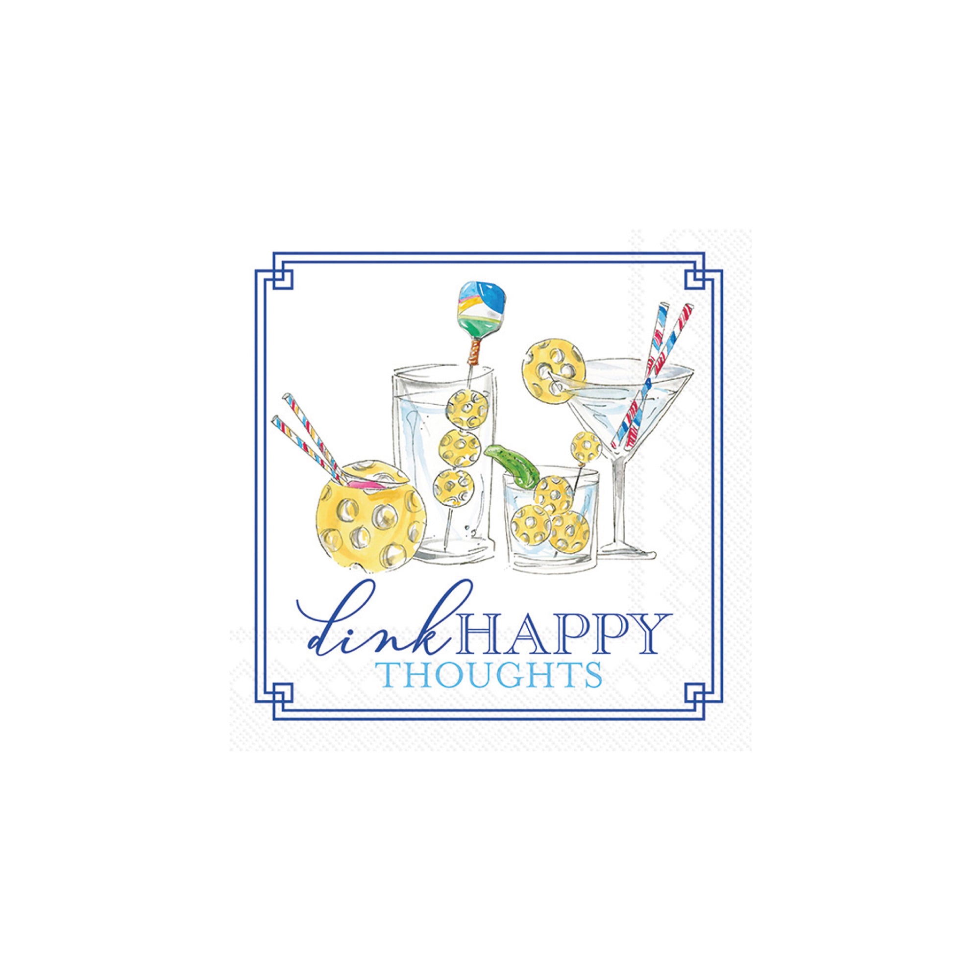 Dink Happy Thoughts Pickleball Dessert Napkins 20ct