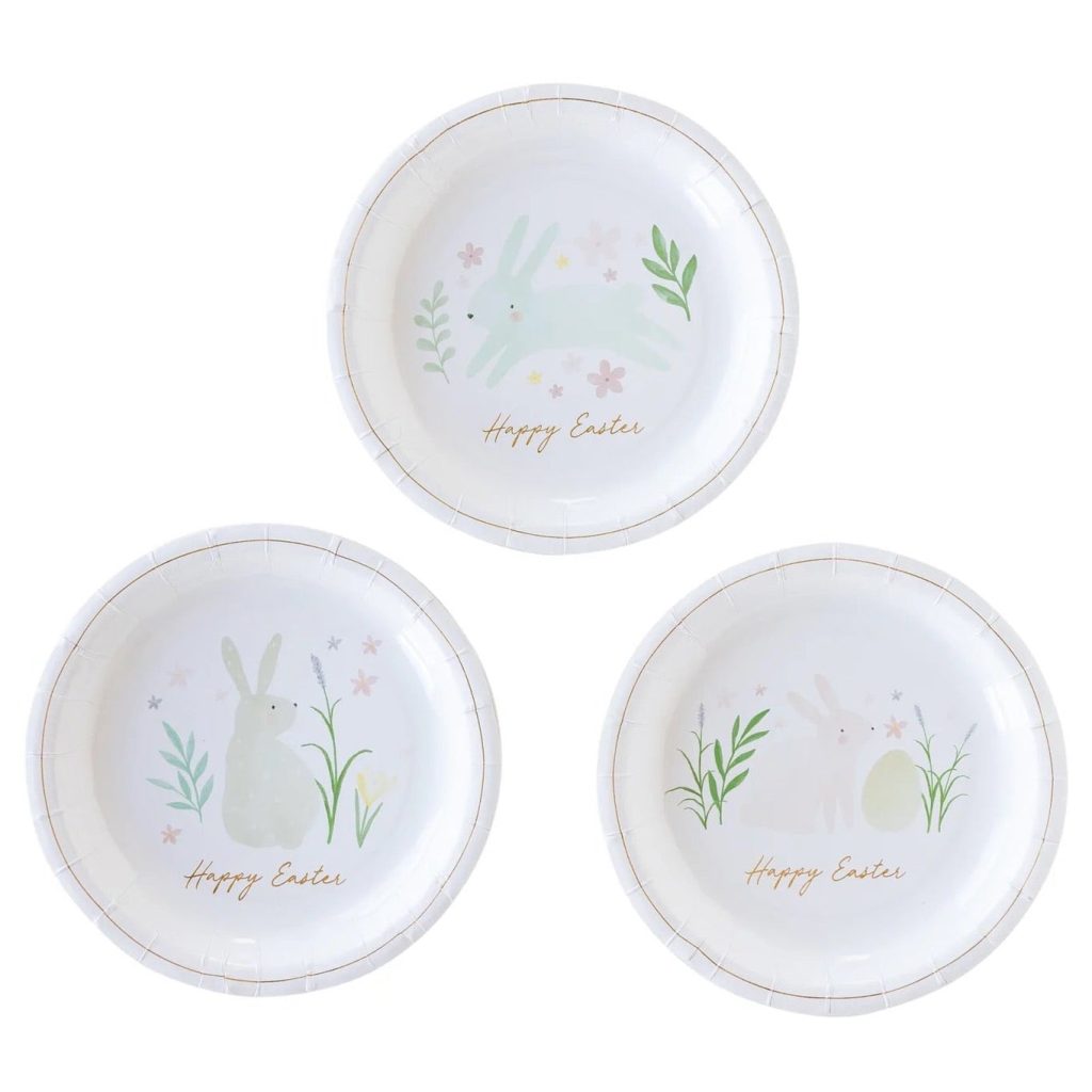 Watercolor Easter Bunny Dessert Plates 9ct