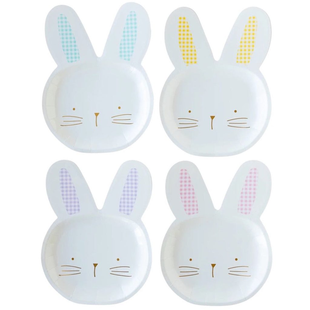 Gingham Bunny Shaped Lunch Plates 8ct