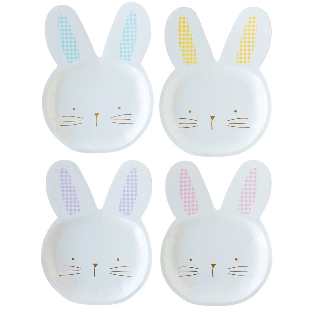 Gingham Bunny Shaped Lunch Plates 8ct