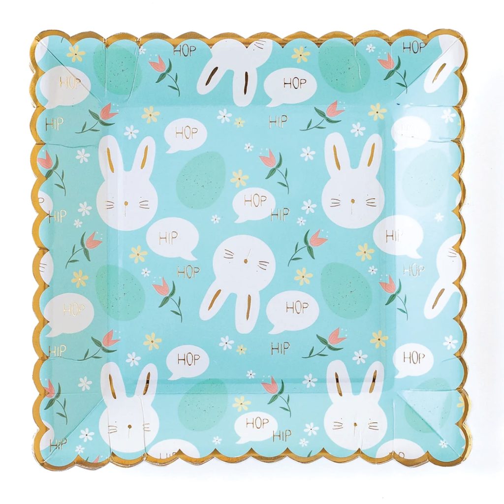 Easter Bunny Scalloped Square Lunch Plates 8ct