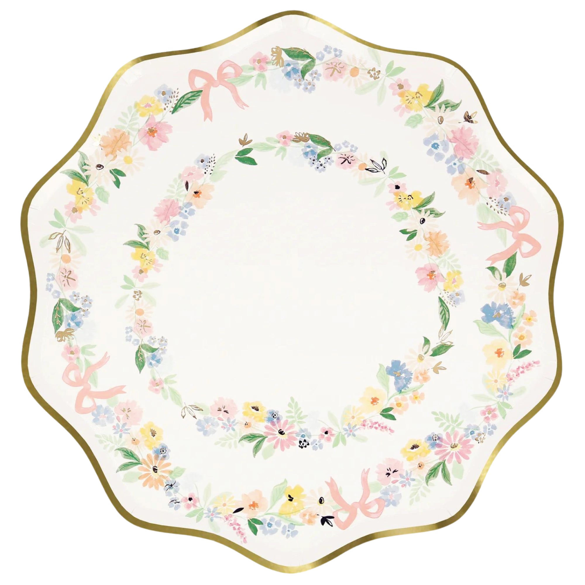 Elegant Floral Scalloped Dinner Plates 8ct