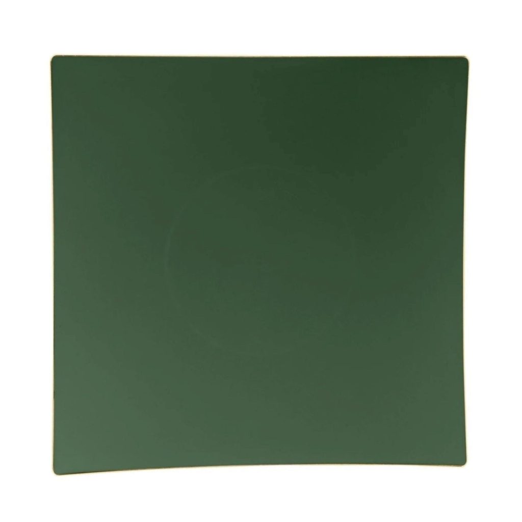 Emerald & Gold Square Plastic Dessert Plates 10ct