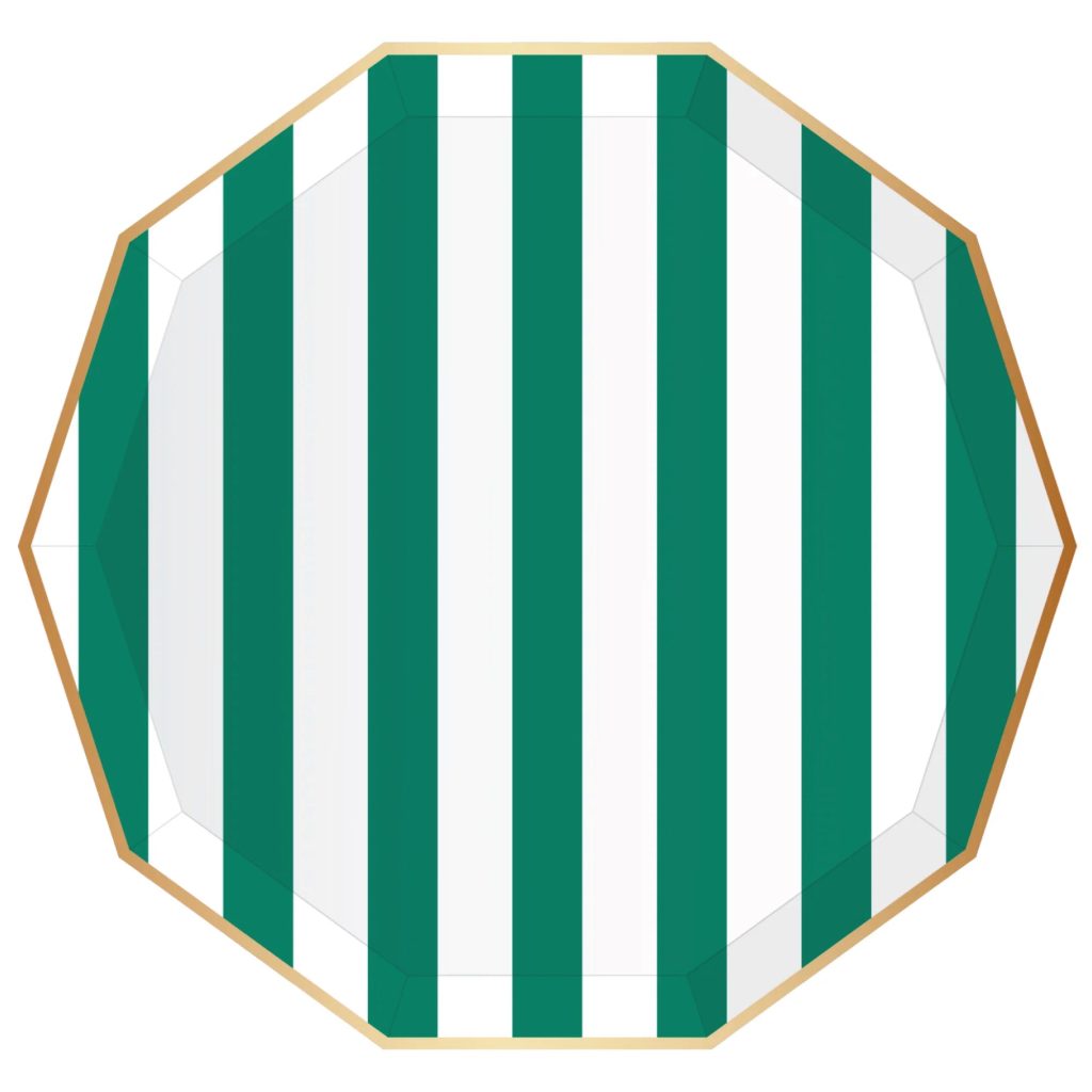 Emerald Green Cabana Striped Dinner Plates 8ct