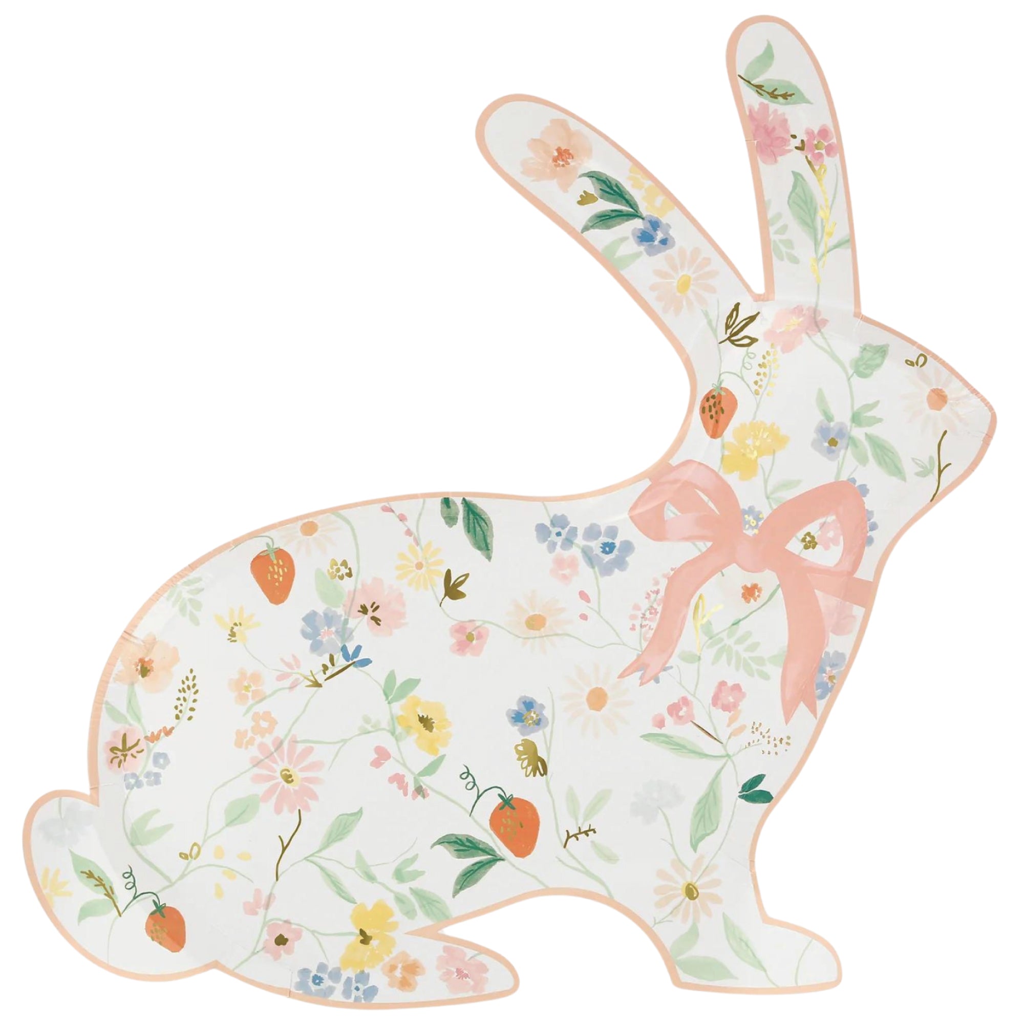 Elegant Floral Bunny Lunch Plates 8ct