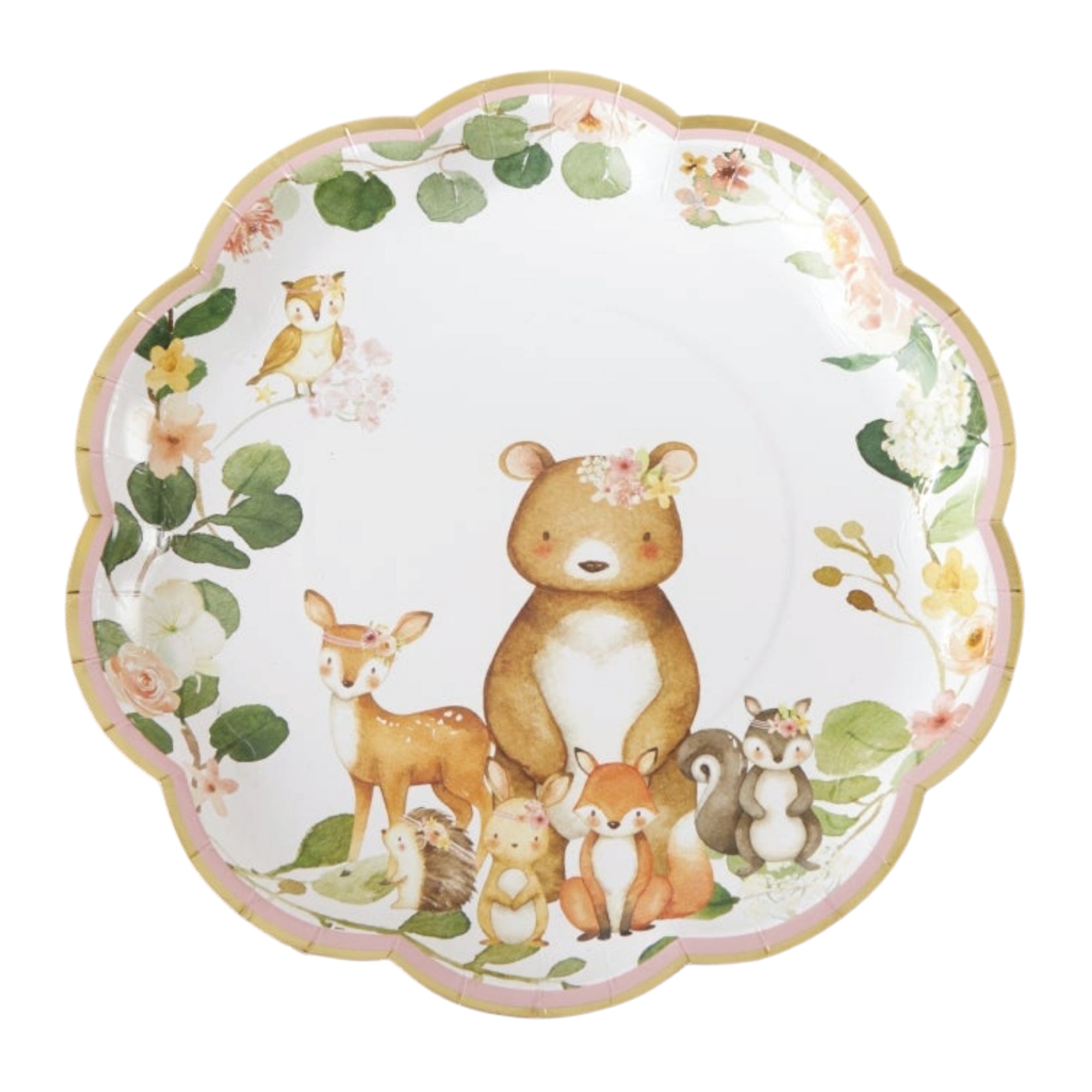 Floral Woodland Animals Lunch Plates 16ct