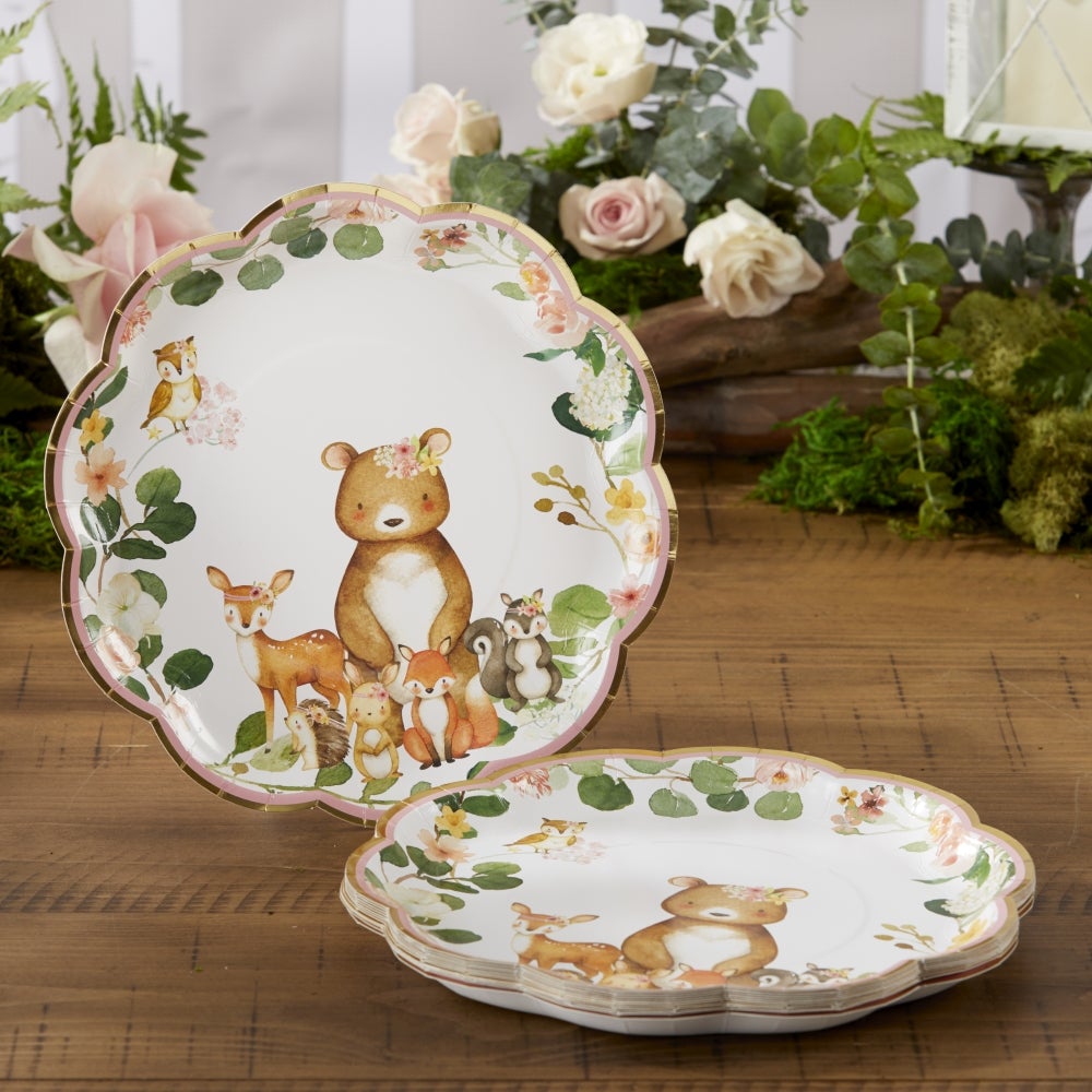 Floral Woodland Animals Lunch Plates 16ct