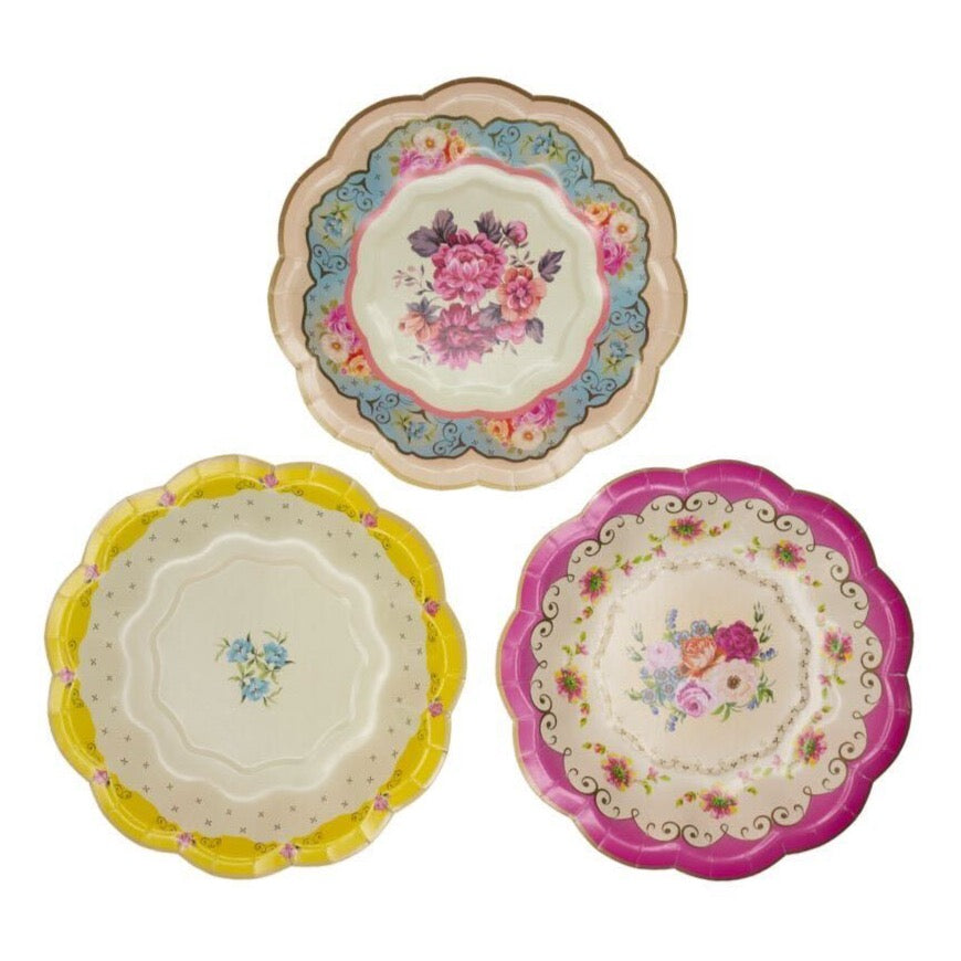 Floral Vintage Tea Party Dessert Plates 12ct