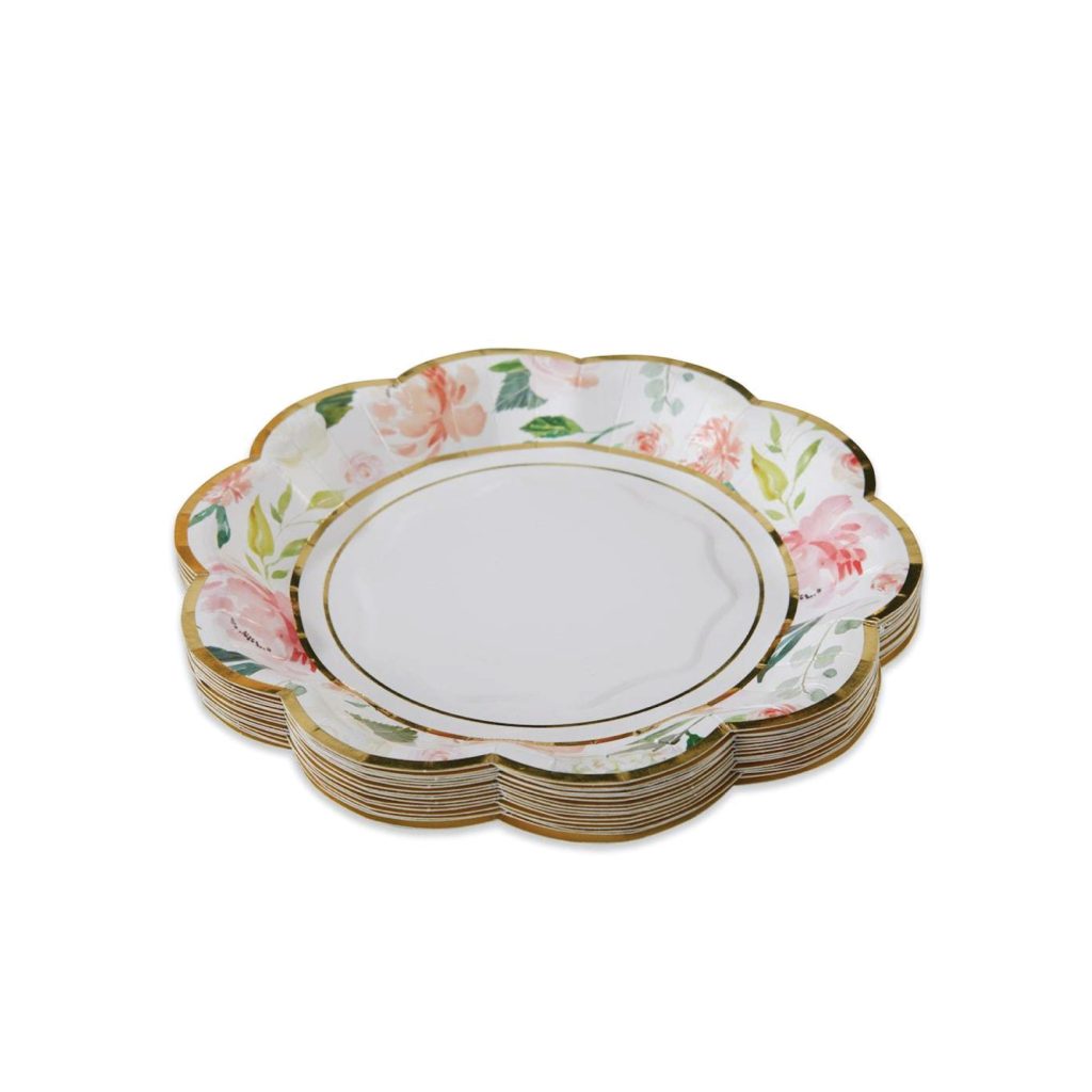 Floral Bridal Shower Scalloped Dessert Plates 16ct