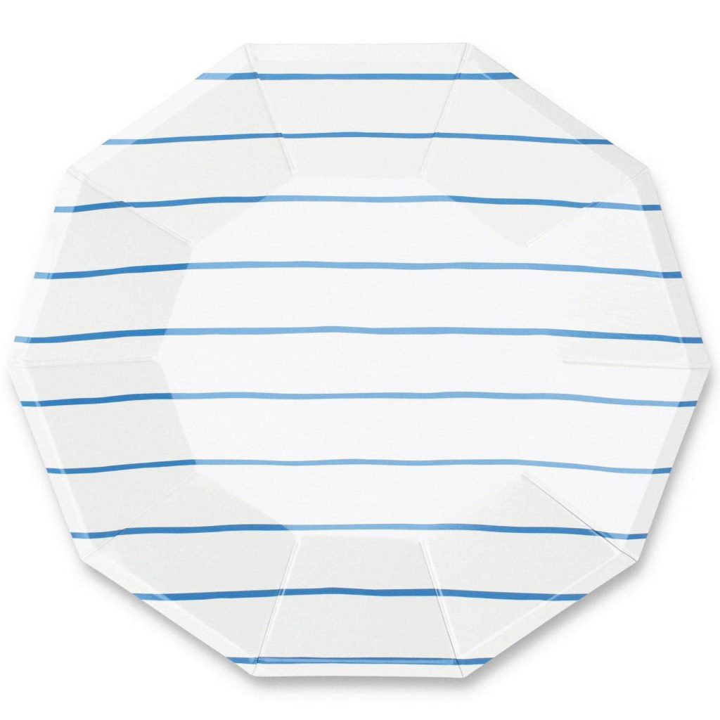 Frenchie Blue Striped Lunch Plates 8ct