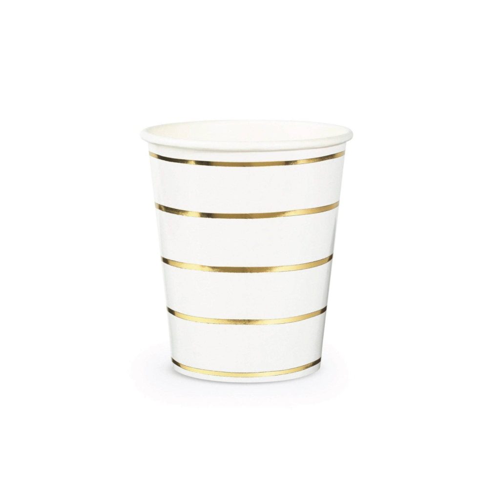 Frenchie Metallic Gold Striped Cups 8ct