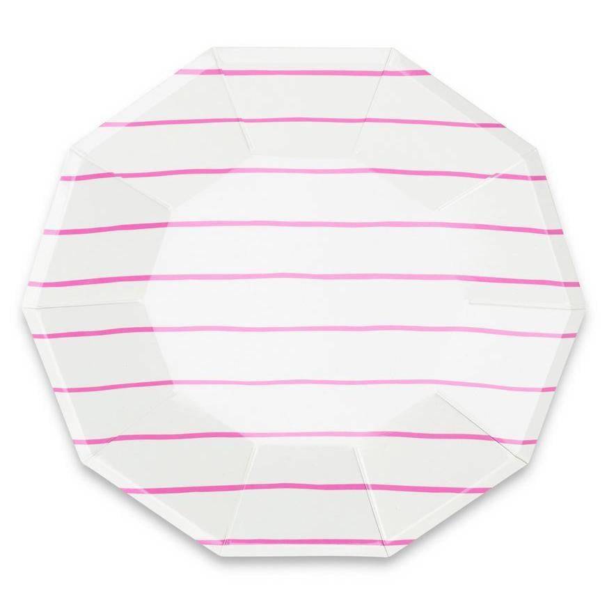 Frenchie Dark Pink Striped Lunch Plates 8ct