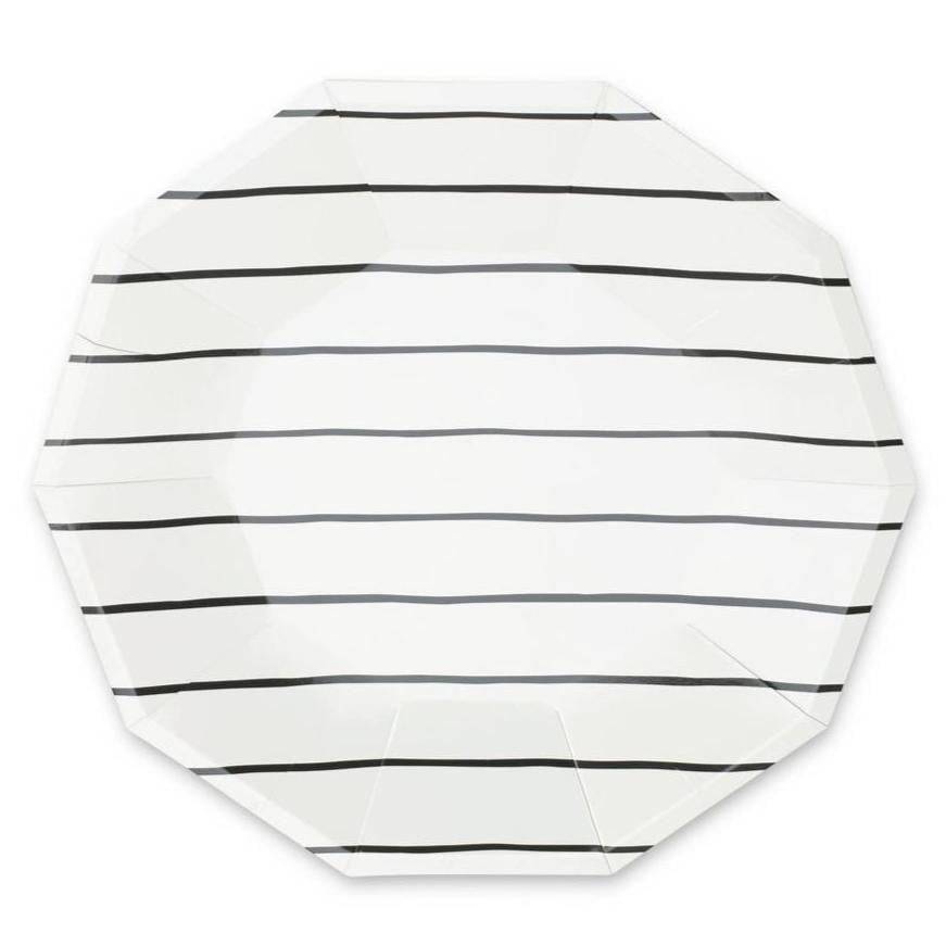 Frenchie Black Striped Lunch Plates 8ct