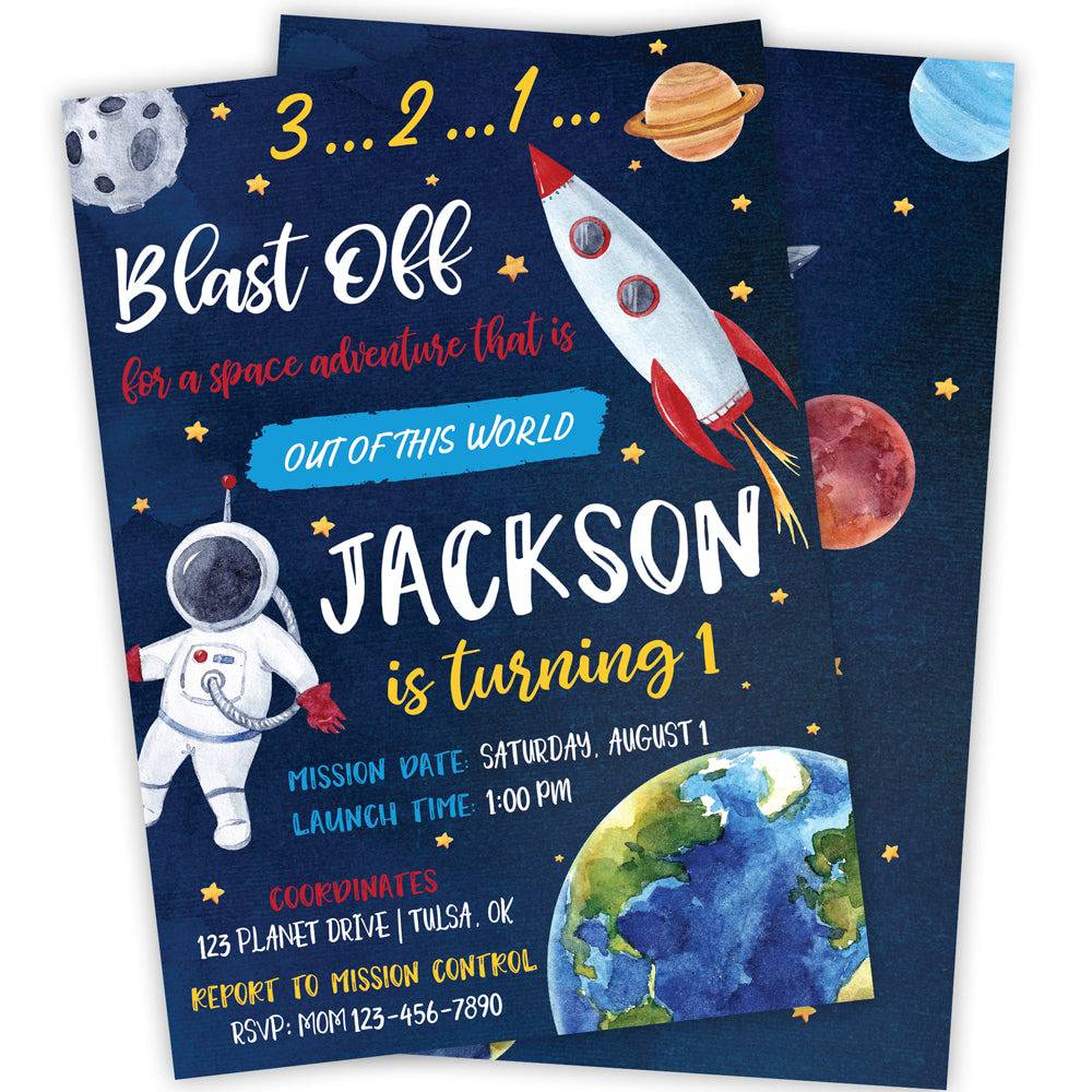 Galaxy Space Birthday Party Invitation