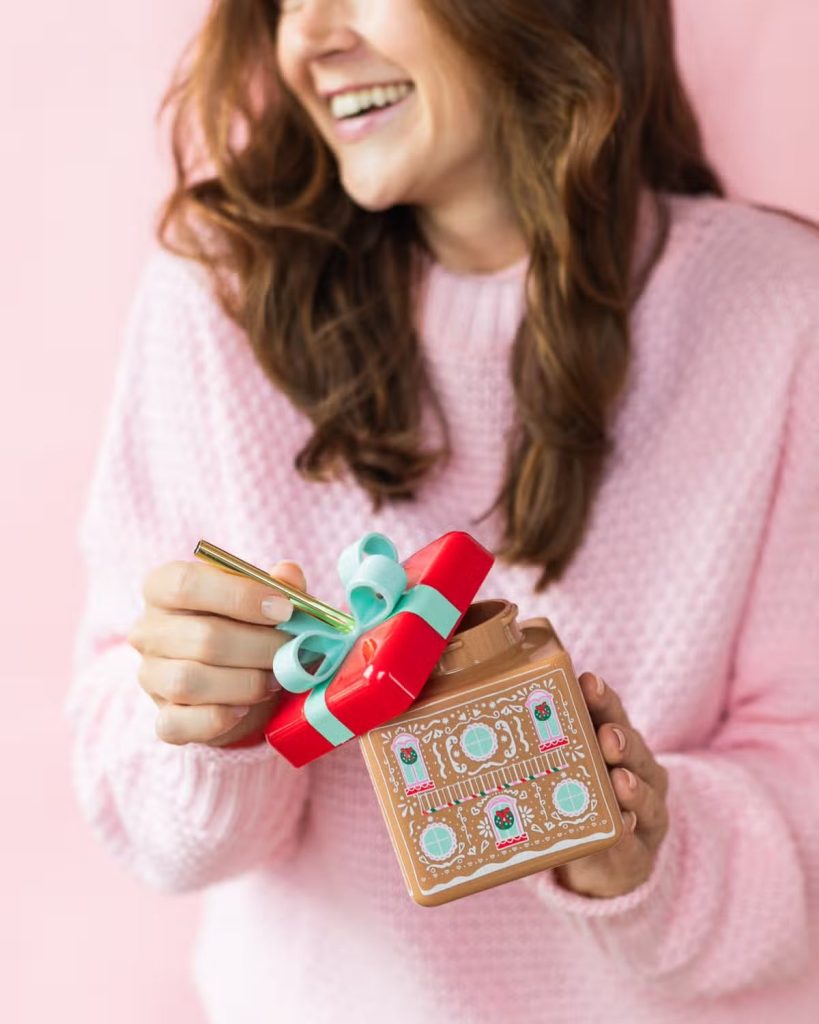 Gingerbread House Plastic Cup With Straw