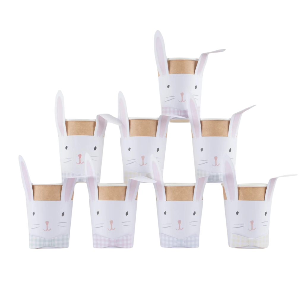 Gingham Easter Bunny Paper Cups 8ct