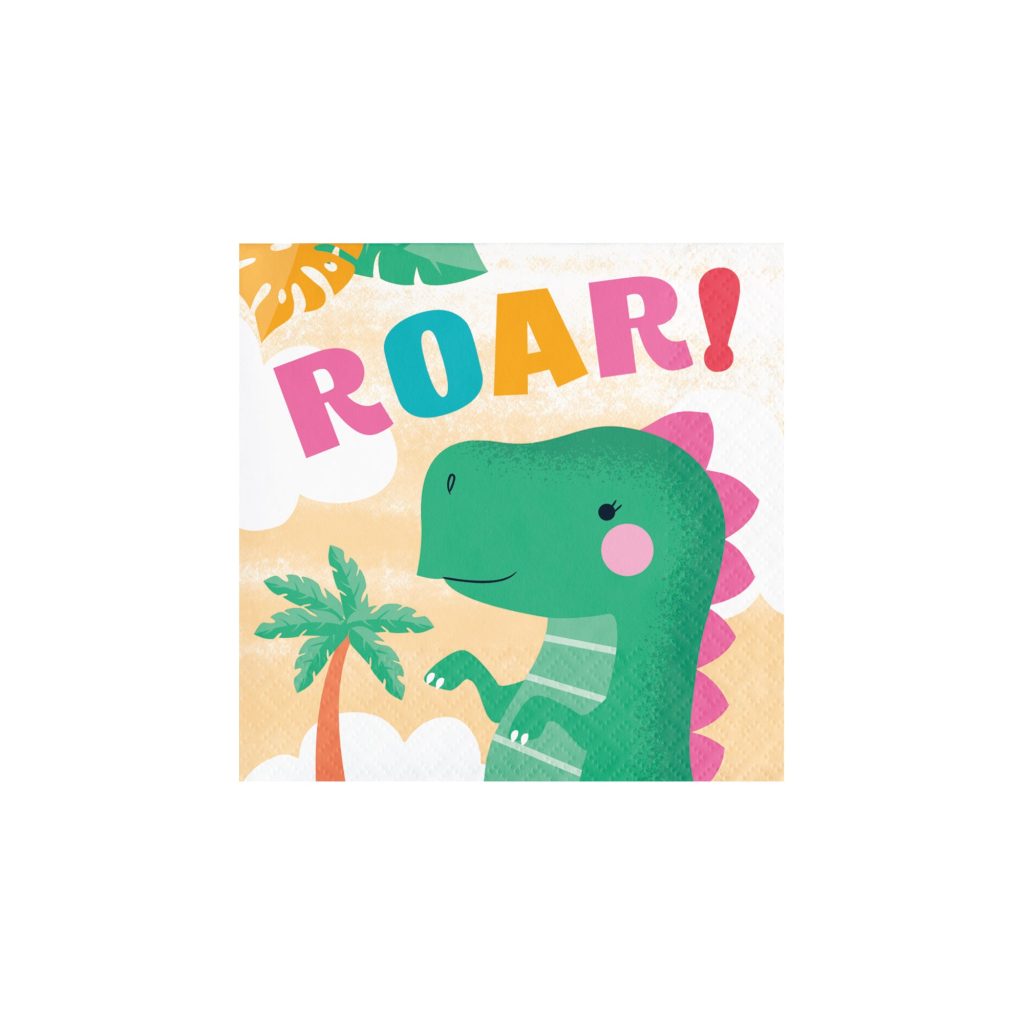 Girl Dinosaur Party Dessert Napkins 16ct