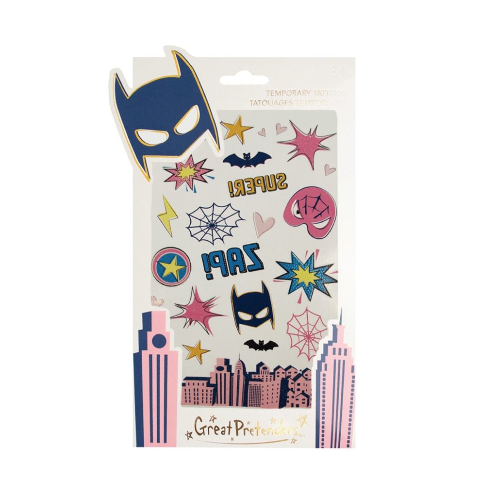 Girl Superhero Temporary Tattoos Sheet