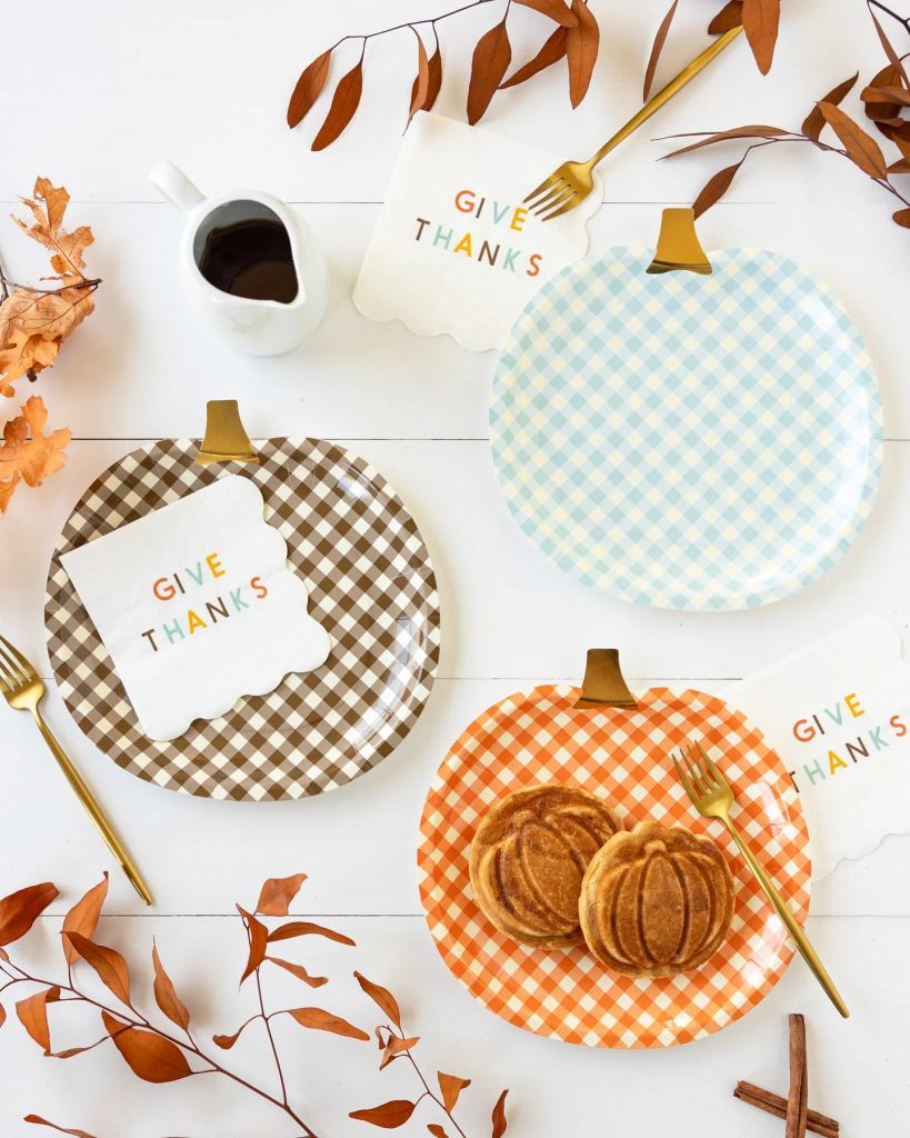 Harvest Gingham Pumpkin Lunch Plates 9ct