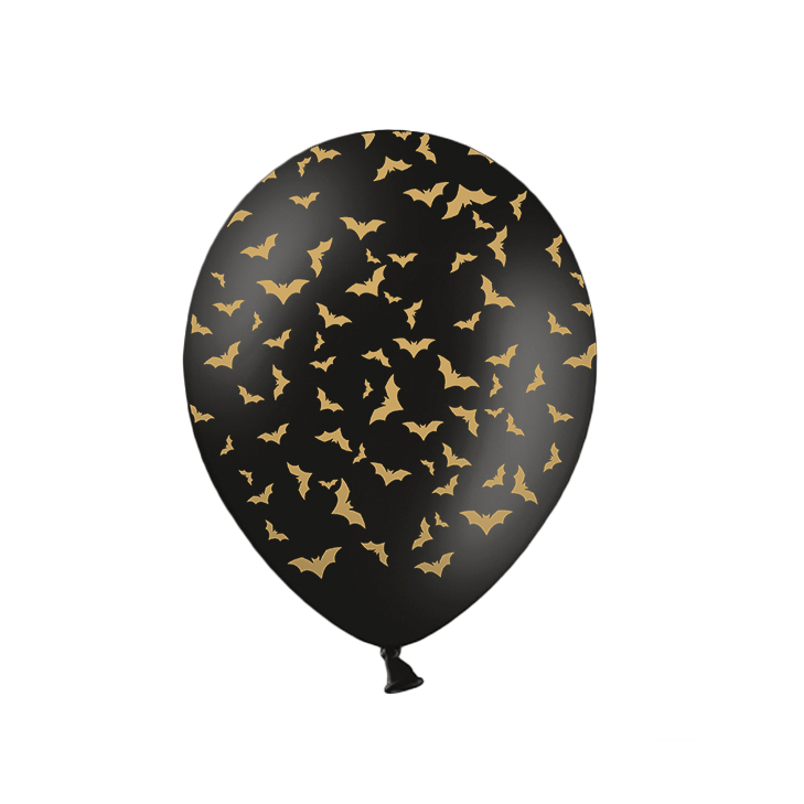 Black And Gold Bat Halloween Balloon 6ct