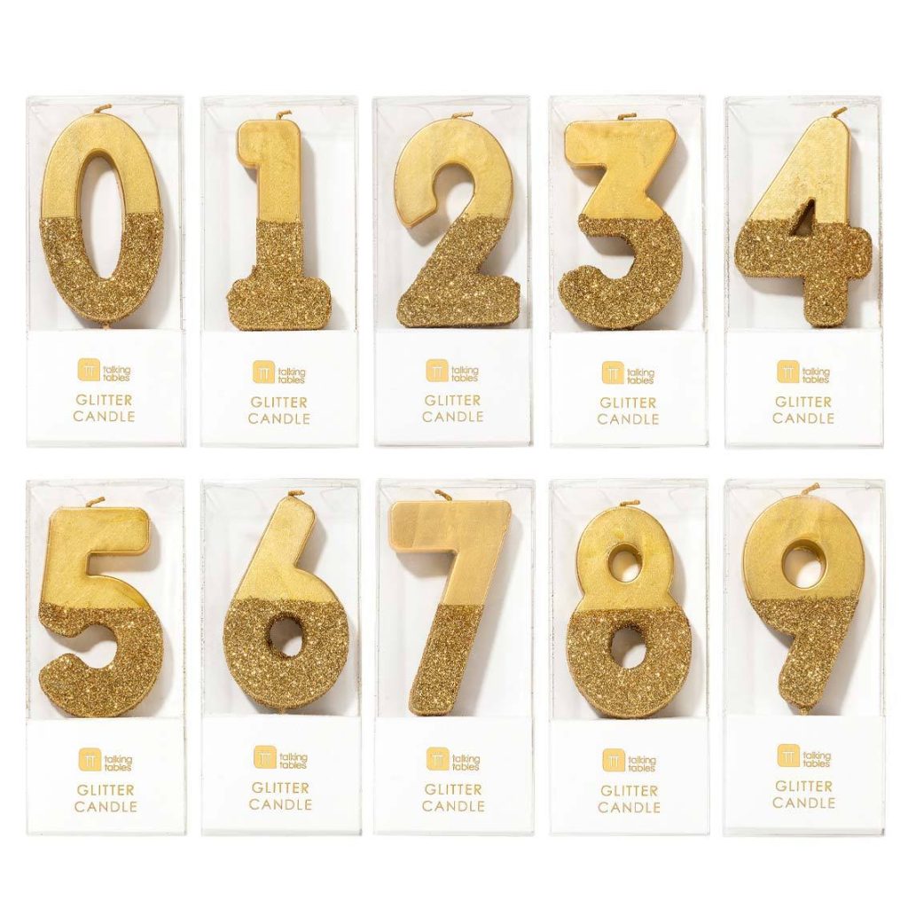 Gold Glitter Dipped Number Birthday Candle