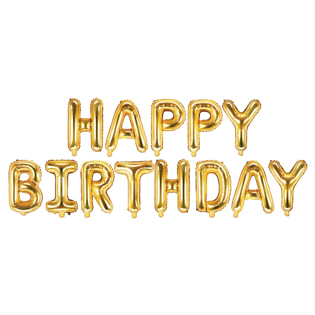 Gold Happy Birthday Balloon Banner