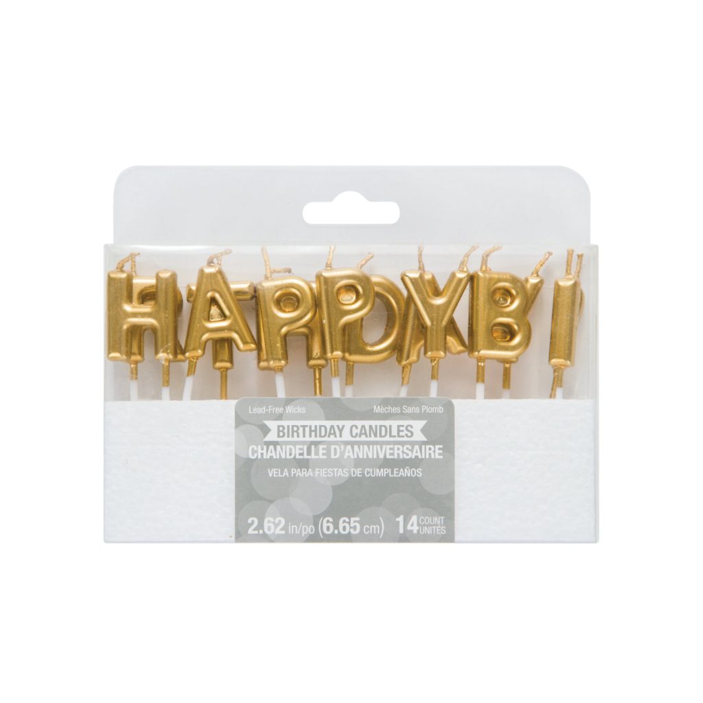 Gold Happy Birthday Candle Set 14ct