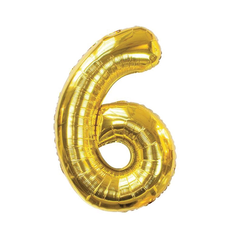 Gold Number 6 Balloon