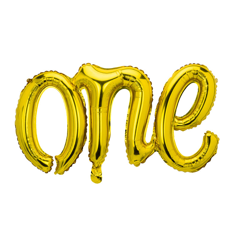 Gold One Script Foil Balloon 26in