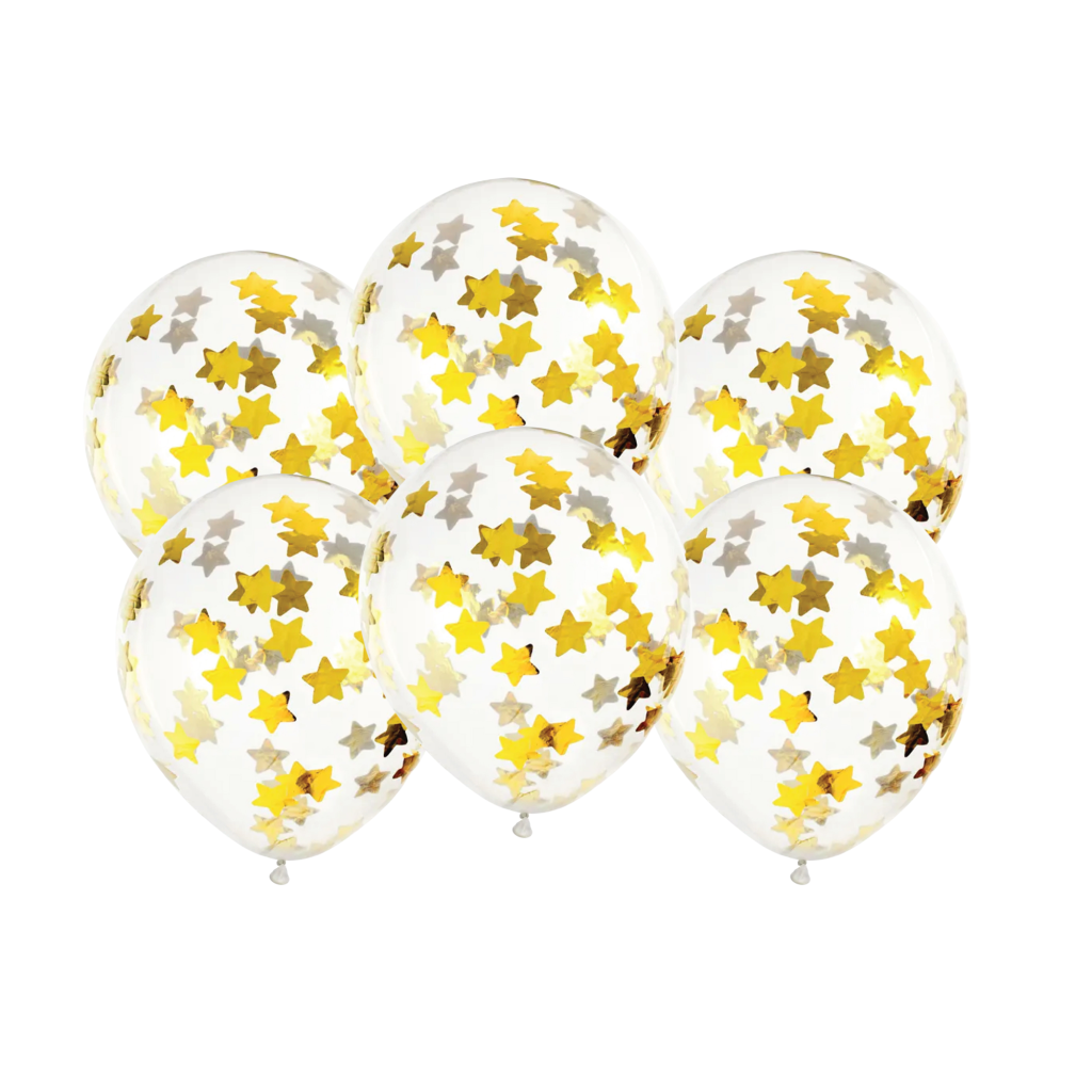 Gold Star Confetti Balloons 6ct