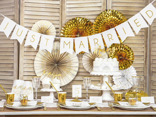 Gold Just Married Pennant Banner