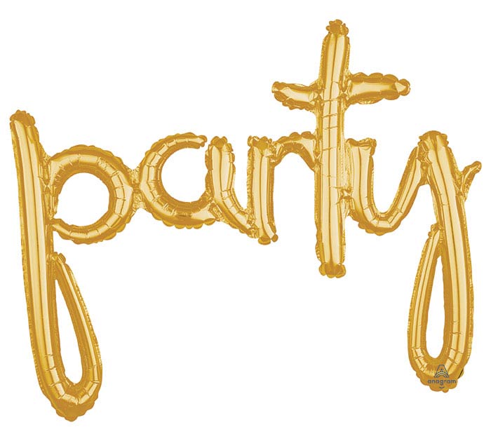 Gold Party Cursive Letter Balloon 39in