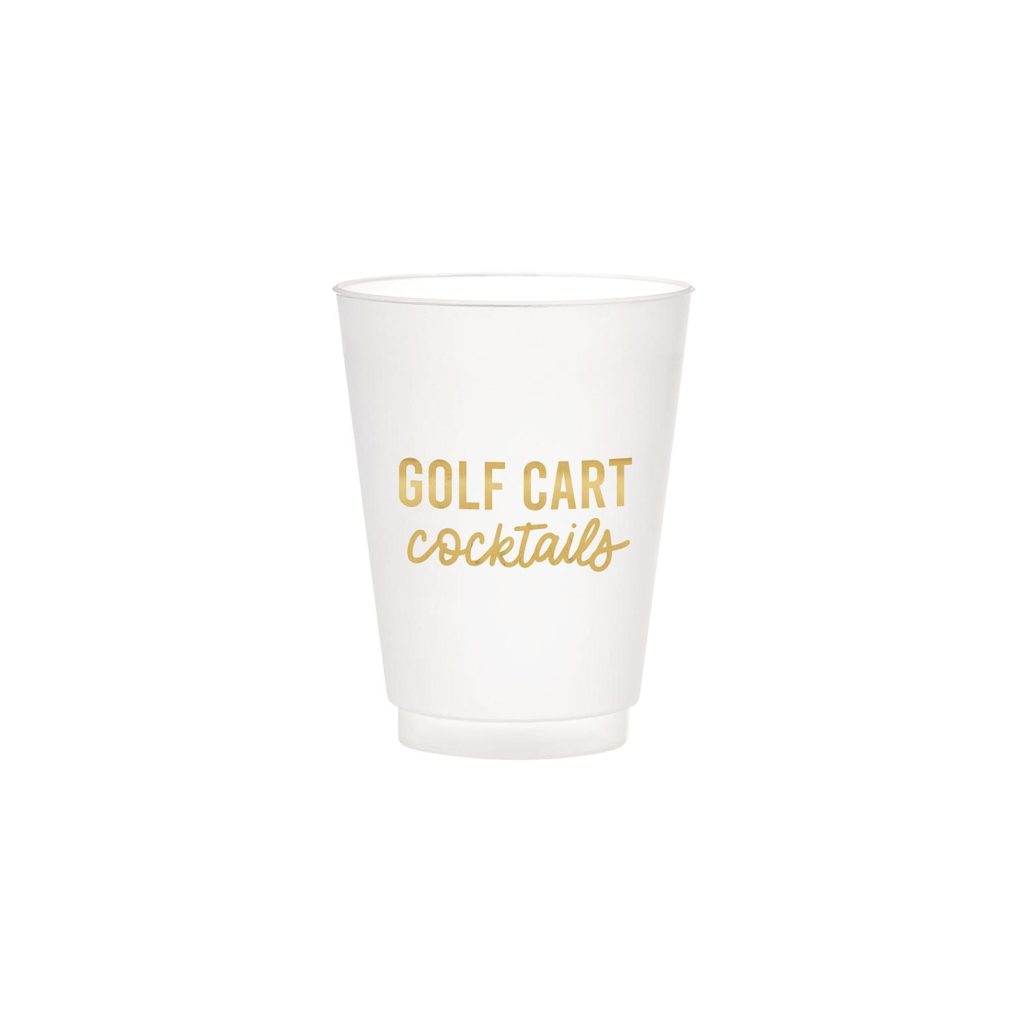 Golf Cart Cocktails White Plastic Cups 6ct