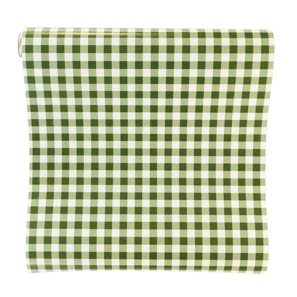 Green Gingham Paper Table Runner