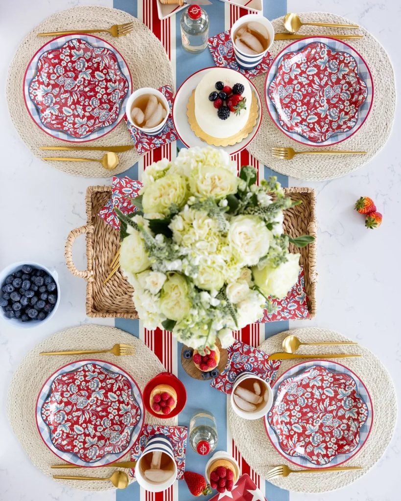 Hamptons Striped Paper Table Runner