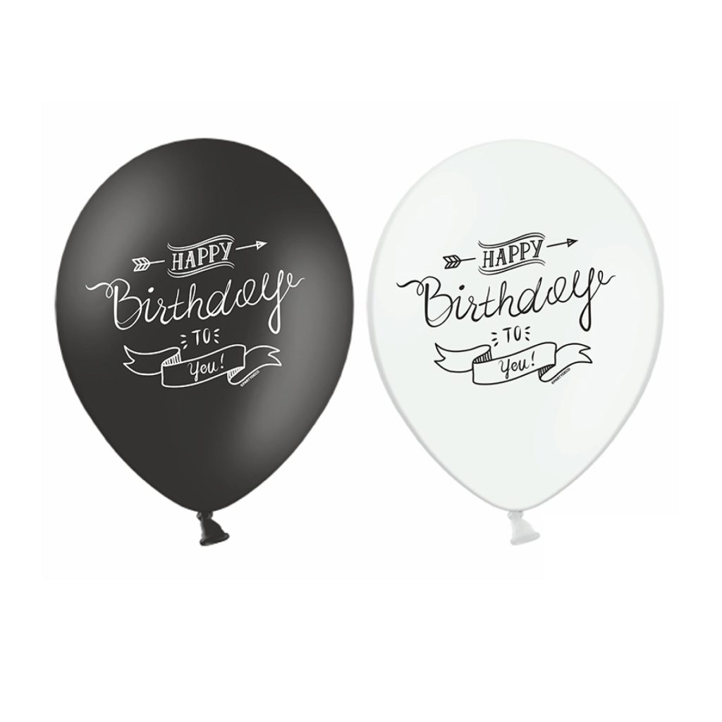 Black & White Birthday Balloons 6ct