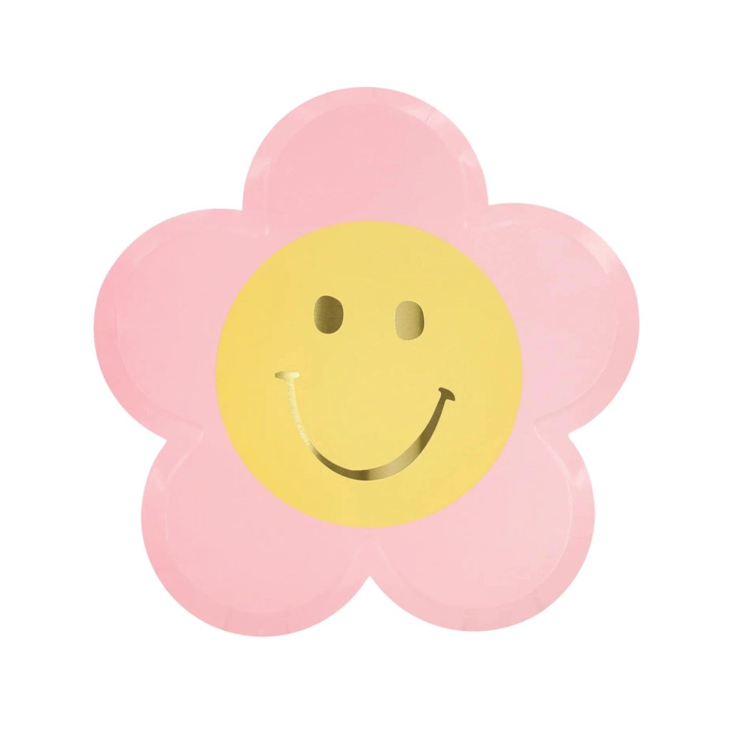 Happy Face Flower Dessert Plates 8ct