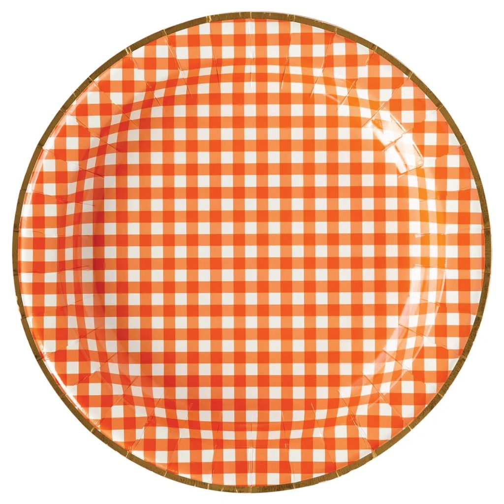 Harvest Orange Gingham Check Dinner Plates 8ct