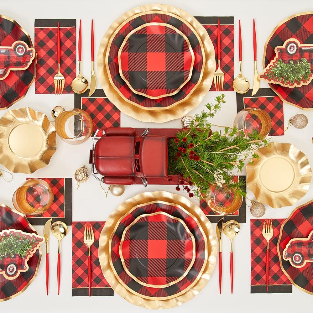 Red & Black Buffalo Check Salad Plates 8ct