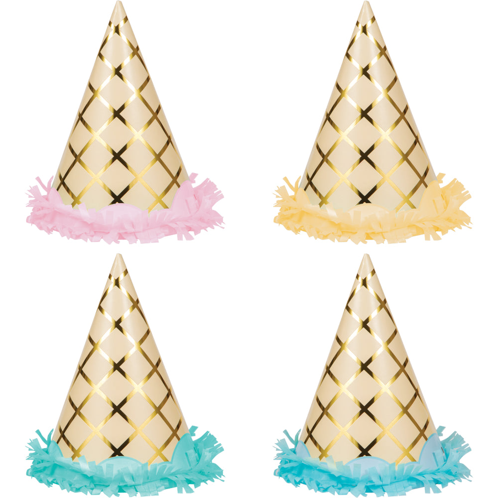 Ice Cream Cone Party Hats 8ct